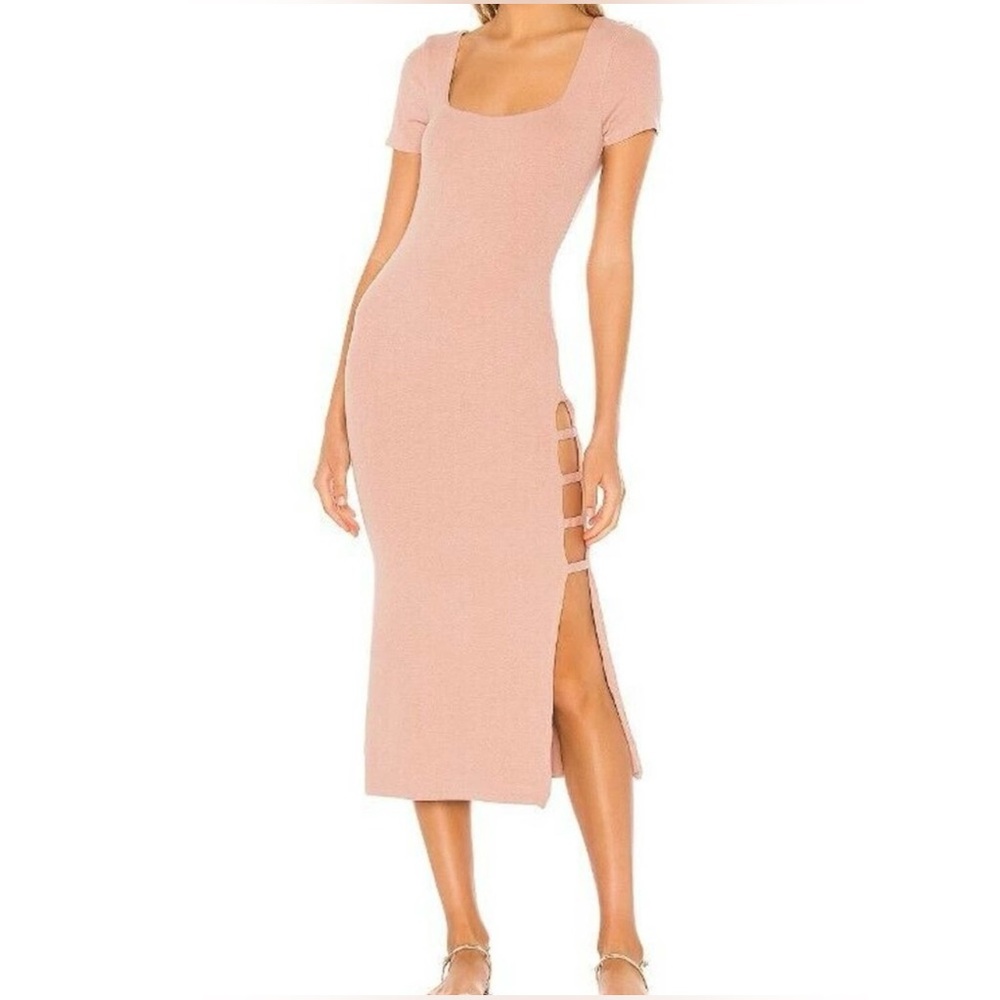 New Song of Style Blush Midi Ribbed Tshirt Dress Size S